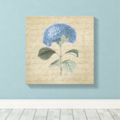 Blue Hydrangea op  kalligrafie Canvas Afdruk (Insitu (Houten vloer))