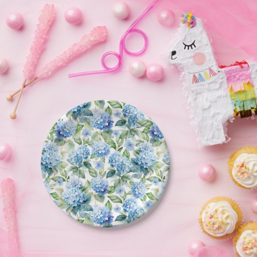 Blue Hydrangea Papieren Bordje (Feest)