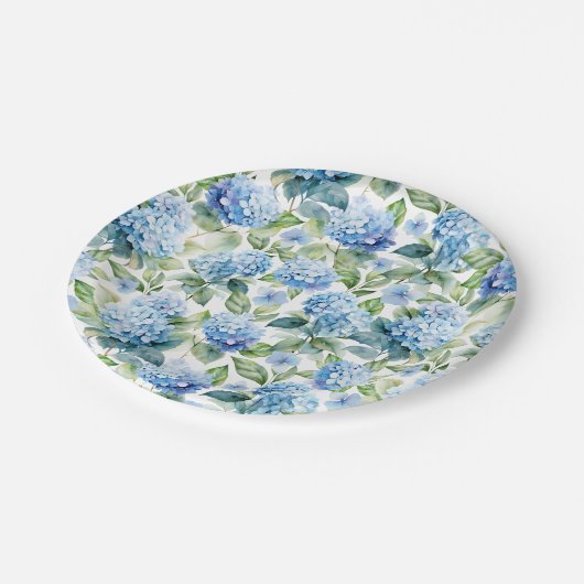 Blue Hydrangea Papieren Bordje (Gekanteld)