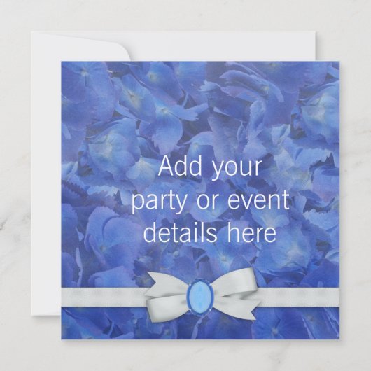 Blue Hydrangea Party Invitation Sjabloon Kaart (Achterkant)