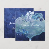 Blue Hydrangea Party Kaart (Voorkant / Achterkant)