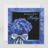 Blue Hydrangea Party Kaart (Voorkant)