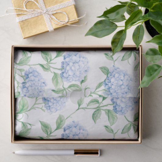 Blue Hydrangea Pattern Watercolor Floral Botanical Tissuepapier (Geschenk)