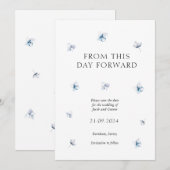 Blue Hydrangea Petal Wedding Save the Date Kaart (Voorkant / Achterkant)