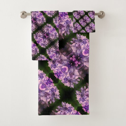 Blue Hydrangea Petals Abstract Kunstpatroon Bad Handdoek (Insitu)