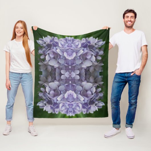 Blue Hydrangea Petals Abstract Kunstpatroon Fleece Deken (In situ)
