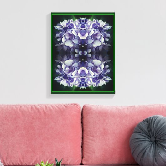 Blue Hydrangea Petals Close Up Abstract Canvas Afdruk (Insitu (Woonkamer))