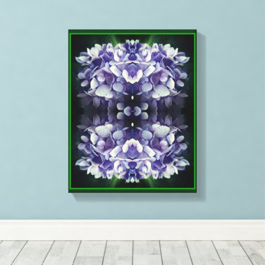 Blue Hydrangea Petals Close Up Abstract Canvas Afdruk (Insitu (Houten vloer))