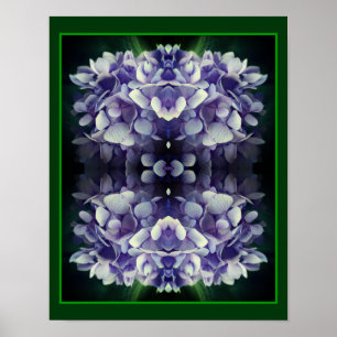 Blue Hydrangea Petals Close Up Abstract Poster