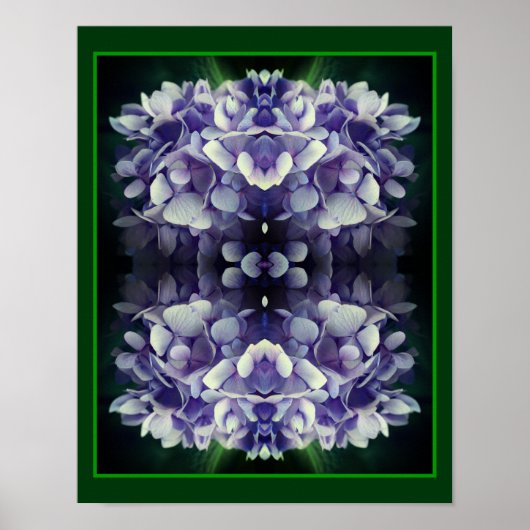 Blue Hydrangea Petals Close Up Abstract Poster (Voorkant)