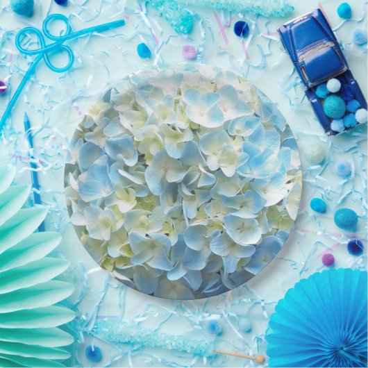 Blue Hydrangea Petals Floral Papieren Bordje (Feest)
