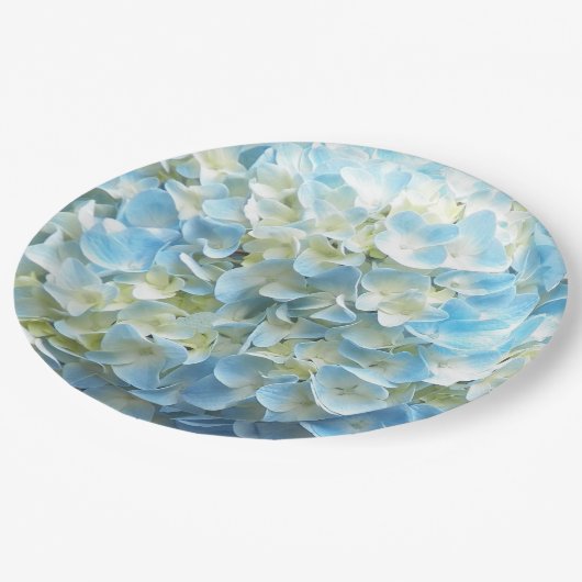 Blue Hydrangea Petals Floral Papieren Bordje (Gekanteld)