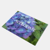 Blue Hydrangea Petals Floral Welcome Deurmat (Schuin)