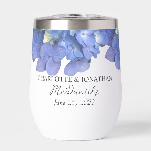 Blue Hydrangea Petals Wedding Personalized Names (Voorkant)