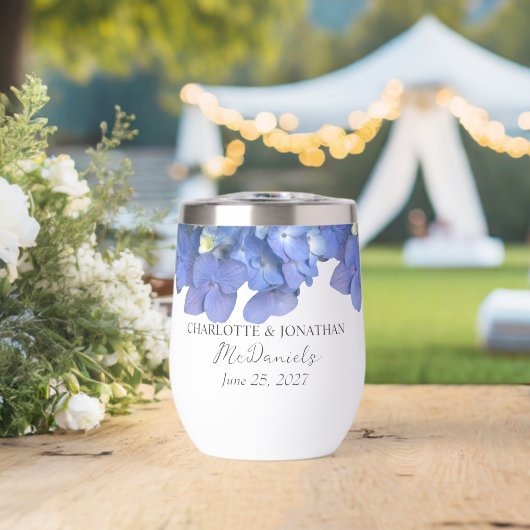 Blue Hydrangea Petals Wedding Personalized Names (Bruiloft (Gedraaid) )