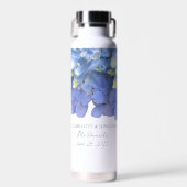 Blue Hydrangea Petals Wedding Personalized Names Waterfles (Voorkant)