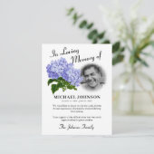Blue Hydrangea Photo Funeral Bedankkaart (Staand voorkant)