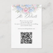 Blue Hydrangea Pink Floral Wedding Website QR Code Informatiekaartje (Voorkant)