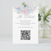 Blue Hydrangea Pink Floral Wedding Website QR Code Informatiekaartje (Staand voorkant)