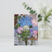 Blue Hydrangea Pink Peonies Briefkaart (Staand voorkant)