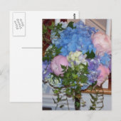 Blue Hydrangea Pink Peonies Briefkaart (Voorkant / Achterkant)