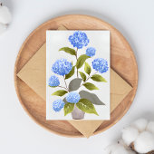 Blue Hydrangea Plant | Mooie bloemen Waterverf Briefkaart