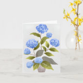 Blue Hydrangea Plant | Mooie bloemen Waterverf Kaart (Gele Bloem)