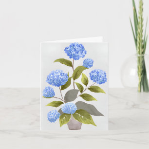 Blue Hydrangea Plant   Mooie bloemen Waterverf Kaart