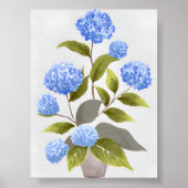 Blue Hydrangea Plant | Mooie bloemen Waterverf Poster (Voorkant)