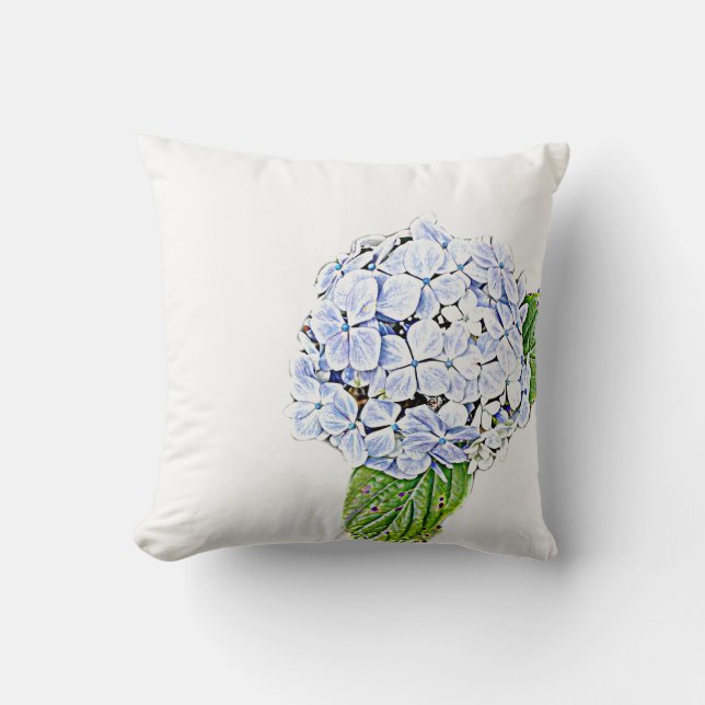 Blue Hydrangea Print Kussen (Voorkant)