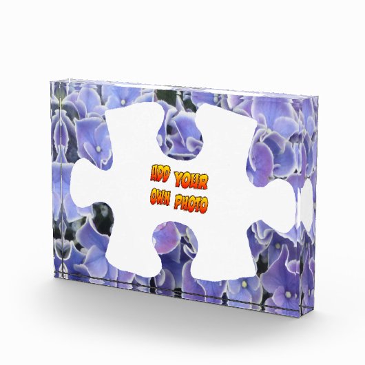 Blue Hydrangea Puzzle Piece Cust. Fotoblok (Rechts)