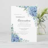 Blue Hydrangea Quinceañera Celebration 15 Kaart (Staand voorkant)