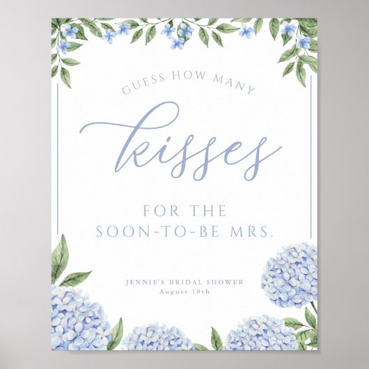 Blue Hydrangea raden hoeveel kussen douche spel Poster (Voorkant)