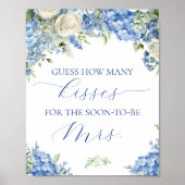 Blue Hydrangea raden hoeveel kussen spel teken Poster (Voorkant)