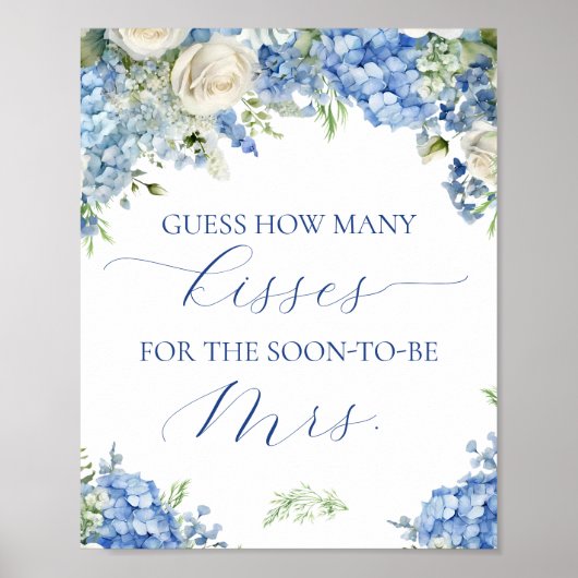 Blue Hydrangea raden hoeveel kussen spel teken Poster (Voorkant)
