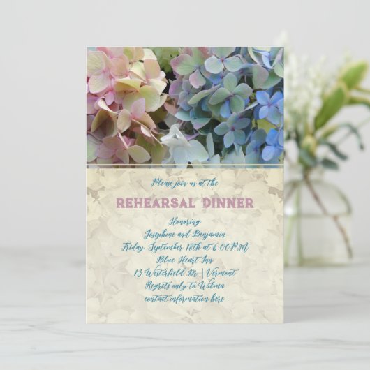 Blue Hydrangea repetitie diner  Bloemen Kaart (Staand voorkant)