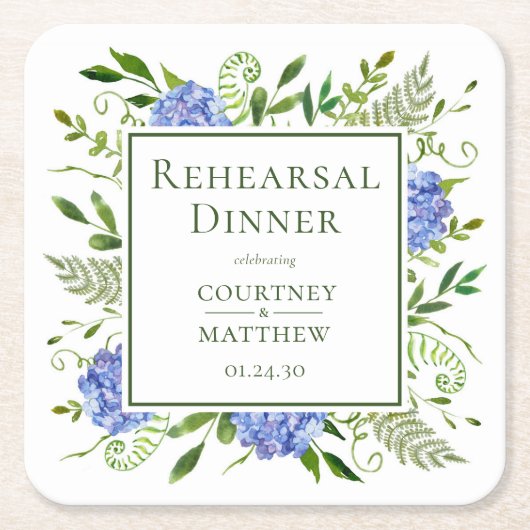 Blue Hydrangea repetitie diner Kartonnen Onderzetters (Voorkant)