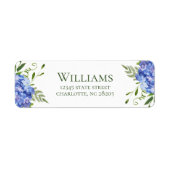 Blue Hydrangea Repetitie Diner Retouradres Etiket (Voorkant)