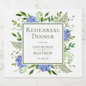 Blue Hydrangea repetitie diner Sparkling Wijnetiket (Enkel label)