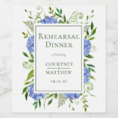 Blue Hydrangea repetitie diner Wijn Etiket (Enkel label)