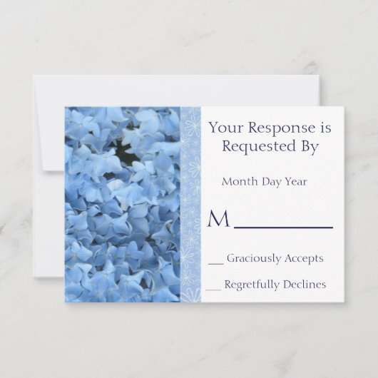 Blue Hydrangea Reply Card RSVP Kaartje (Voorkant)