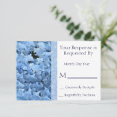 Blue Hydrangea Reply Card RSVP Kaartje (Staand voorkant)