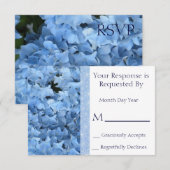 Blue Hydrangea Reply Card RSVP Kaartje (Voorkant / Achterkant)