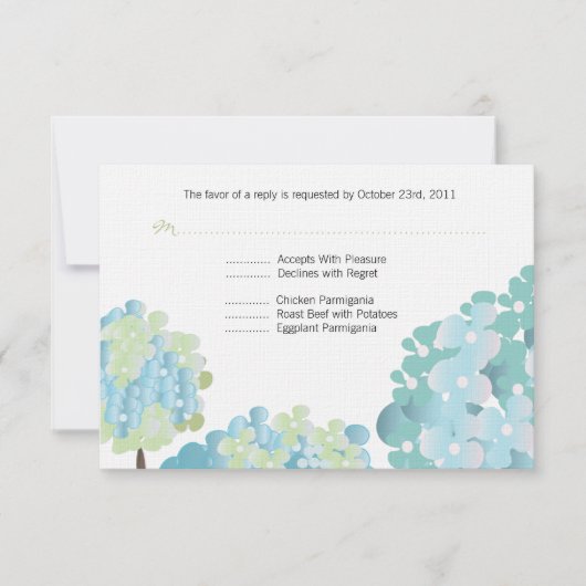 Blue Hydrangea Response Card RSVP Kaartje (Voorkant)