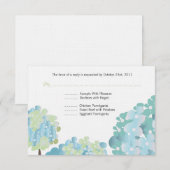 Blue Hydrangea Response Card RSVP Kaartje (Voorkant / Achterkant)
