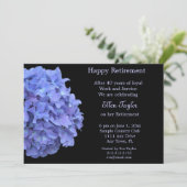 Blue Hydrangea Retirement Party Invitation Kaart (Staand voorkant)