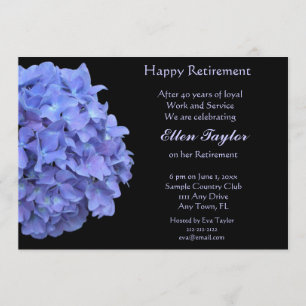 Blue Hydrangea Retirement Party Invitation Kaart