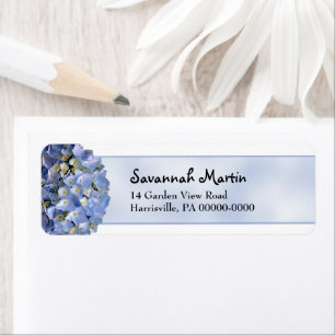 Blue Hydrangea Return Address Etiket