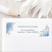 Blue hydrangea return address label (Insitu)