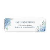 Blue hydrangea return address label (Voorkant)